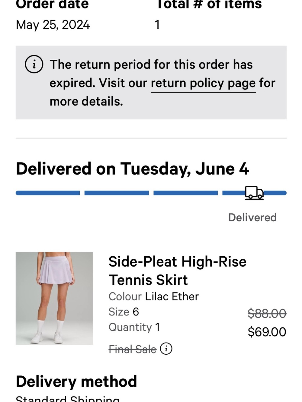 Side-Pleat High-Rise Tennis Skirt - Lilac Ether